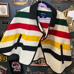 Pendleton Wool Cape Coat•Vintage Fit Striped•OS